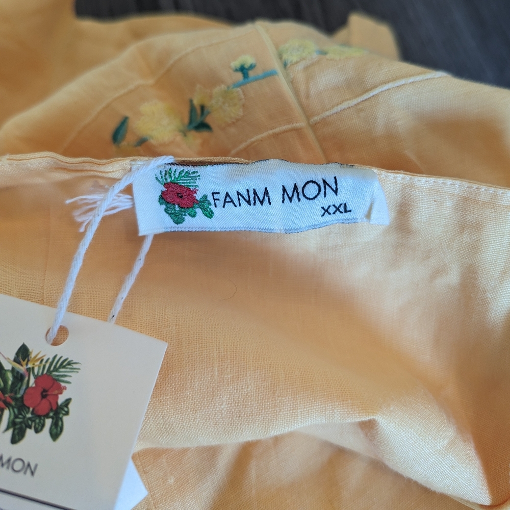 NWT Fanm Mon Anim Strapless Linen Embroidered Dress - Picture 4 of 8